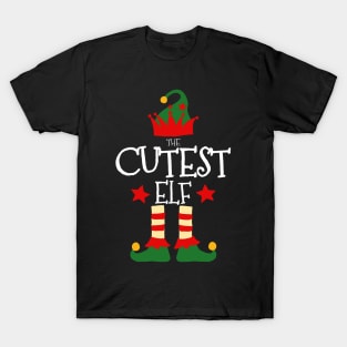 Cutest Elf Matching Family Group Christmas Party Pajamas T-Shirt